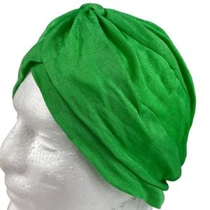Vintage Turban Hair Wrap Green Union Made USA 1950s OSFA Hat Cap Ladies Woman’s